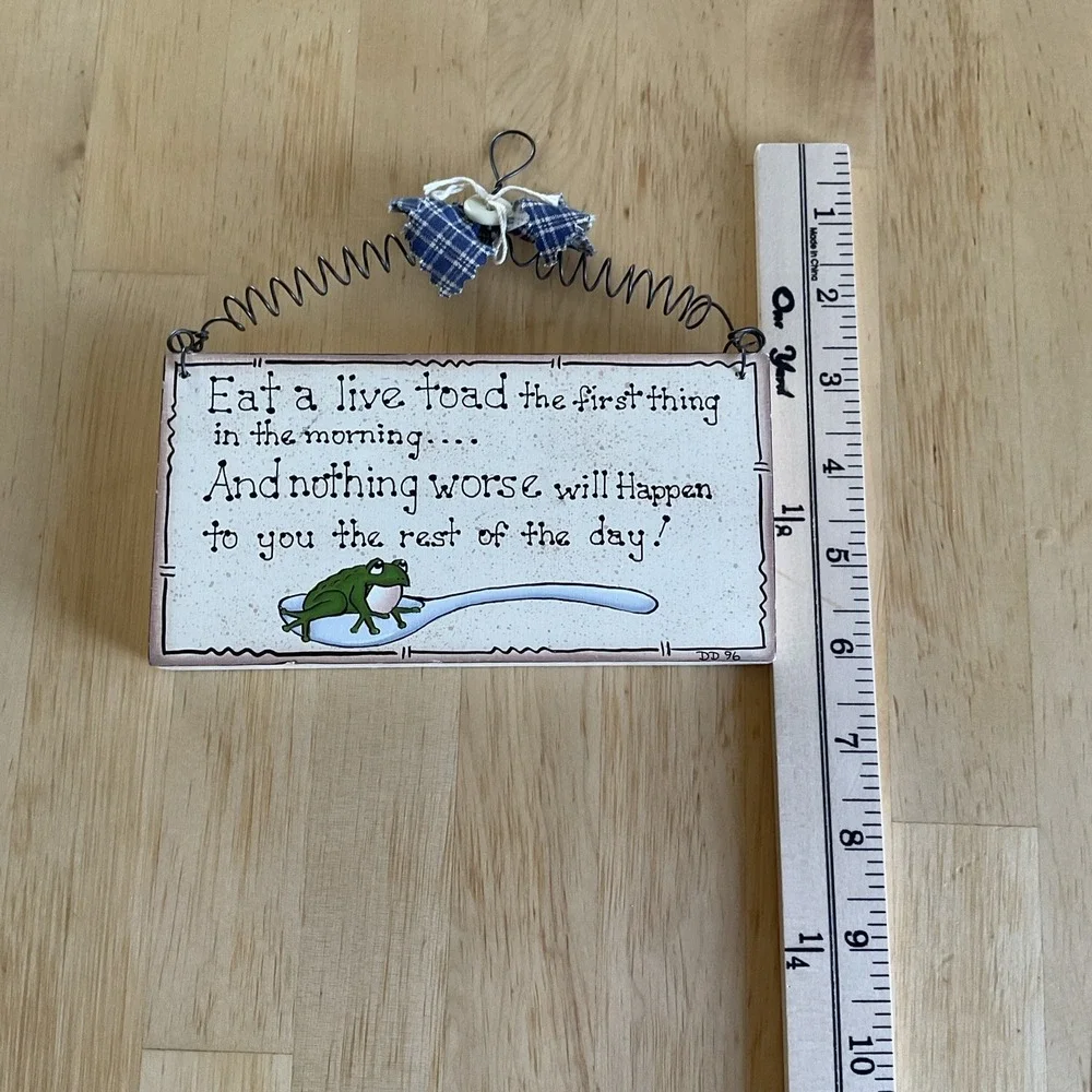 Eat A Live Toad Wooden Hanging Sign Cottage Whimsical Fishing Outdoor